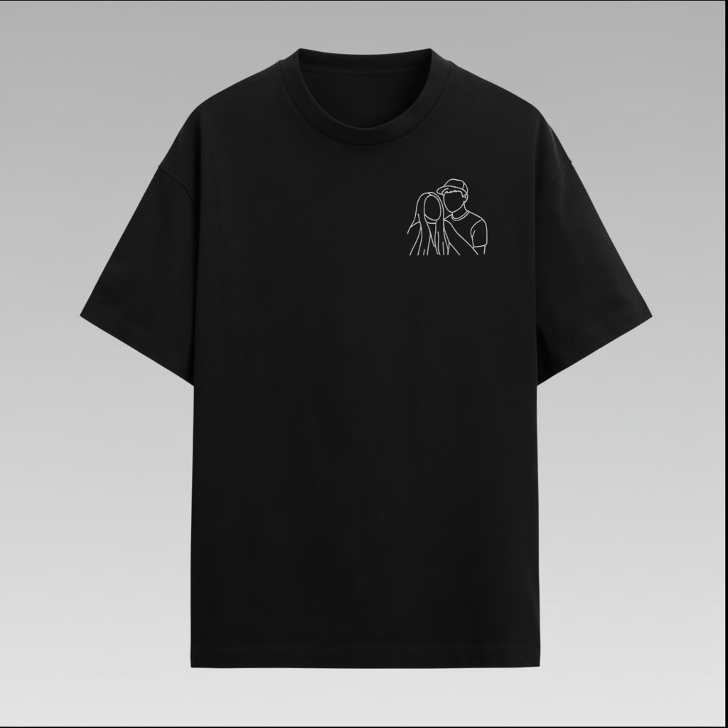 Sweat-shirt brodé personnalisé avec portrait de couple ou de famille - Cadeau idéal