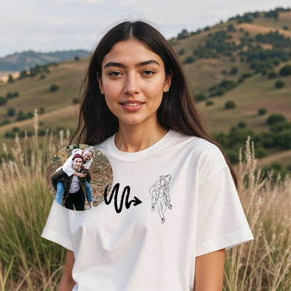 Sweat-shirt brodé personnalisé avec portrait de couple ou de famille - Cadeau idéal