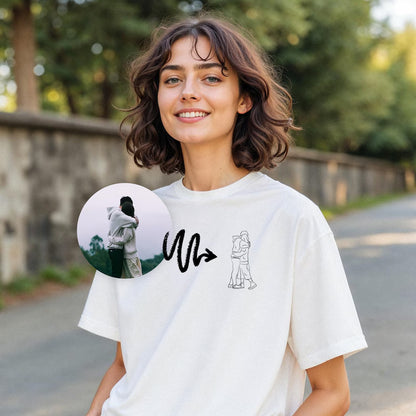 Sweat-shirt brodé personnalisé avec portrait de couple ou de famille - Cadeau idéal