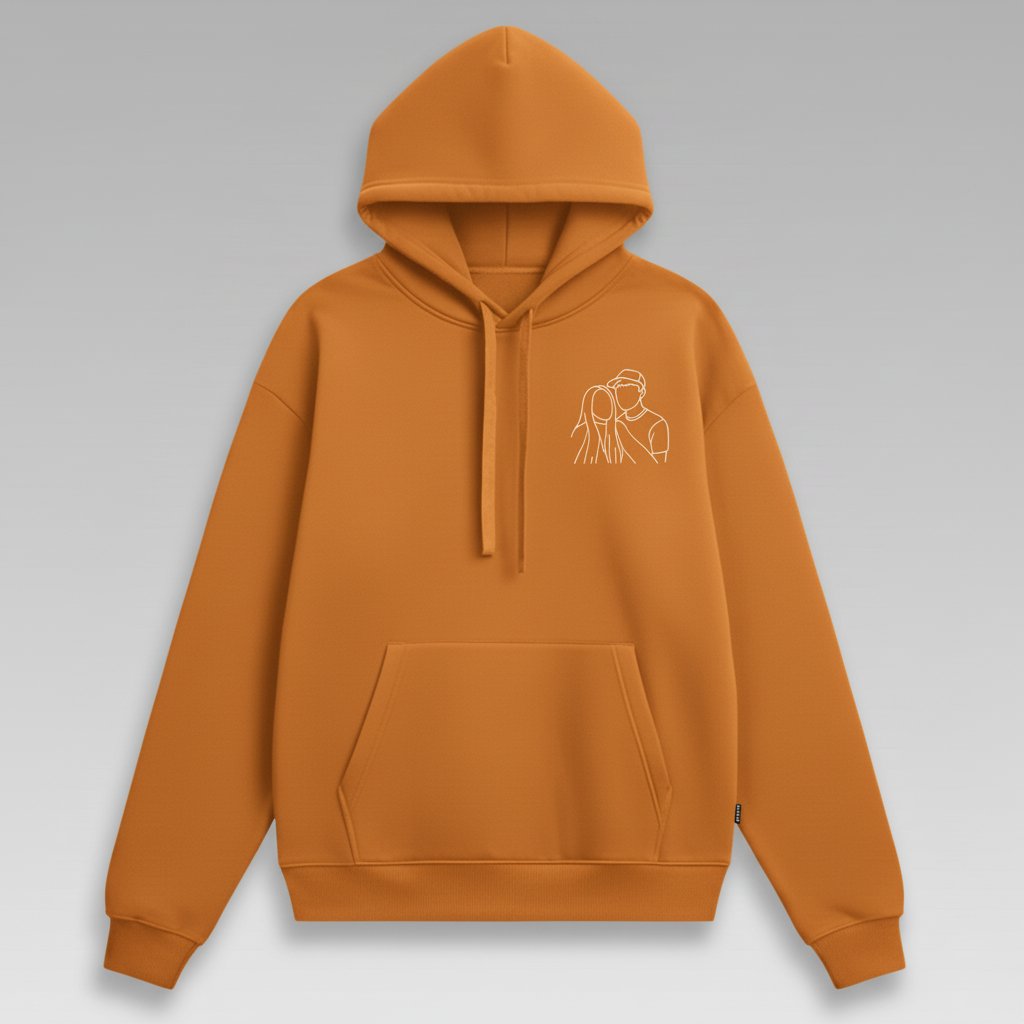 Sweat-shirt brodé personnalisé avec portrait de couple ou de famille - Cadeau idéal