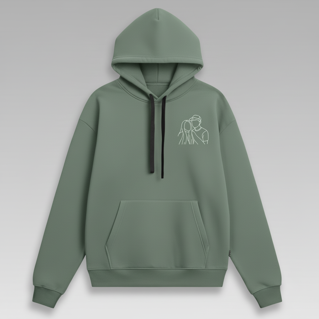 Sweat-shirt brodé personnalisé avec portrait de couple ou de famille - Cadeau idéal